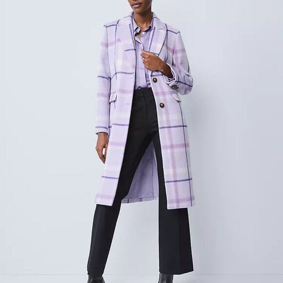 NWT Ann Taylor Plaid Chesterfield Coat - Picture 2 of 6